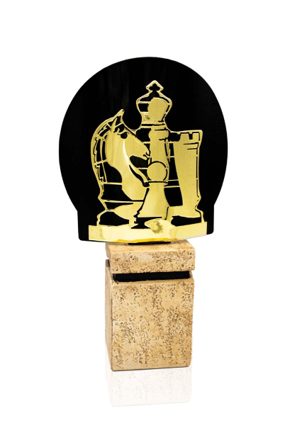 TROFEO METAL AJEDREZ ORO